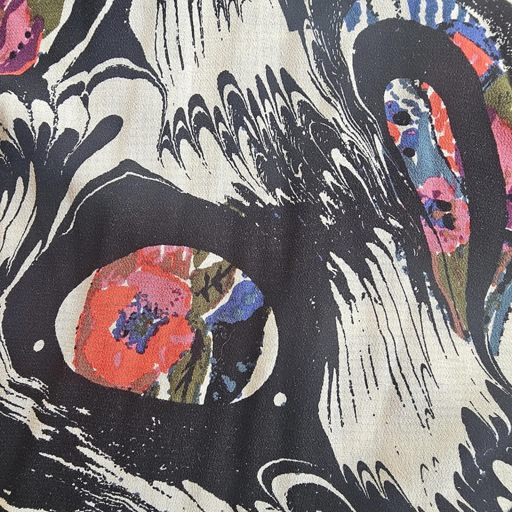 Free People Womens Drift Away Black Abstract Print Open Shoulder Tunic Dress M - Picture 14 of 15